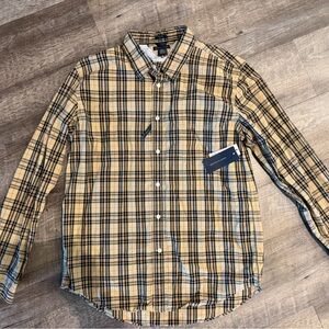Tommy Hilfiger Beige and Black Plaid Shirt